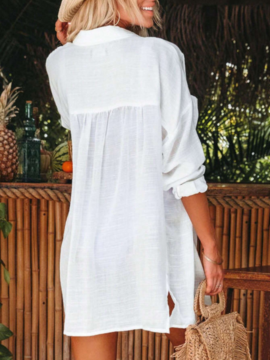 Ladies' Solid Color Casual Beach Cover-Up