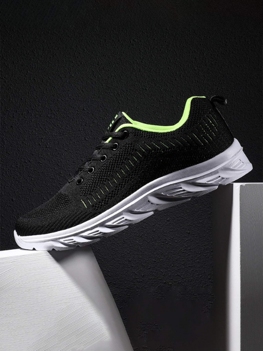 Men's Plus Size Breathable Sport Shoes, Comfortable Mesh Fabric Walking Shoes, Casual Athletic Shoes Of Minimalist & Vintage Style