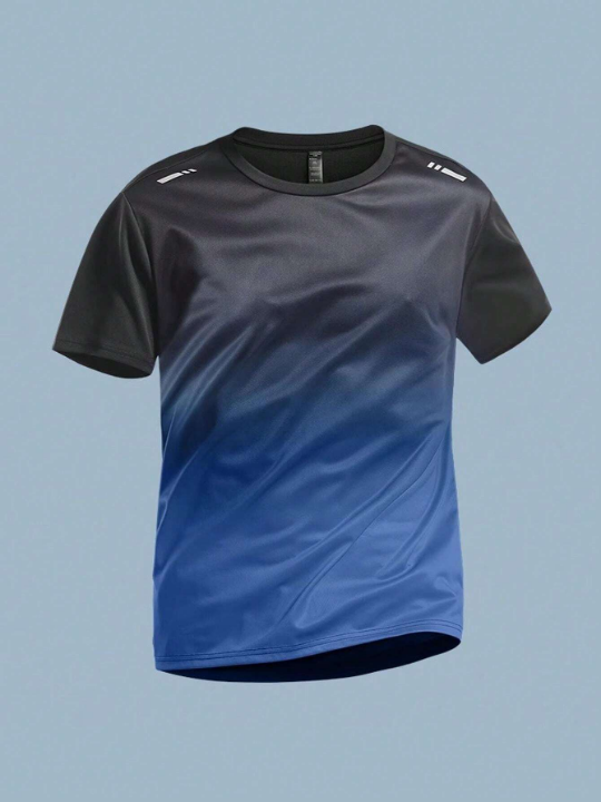 Men's Quick-Dry Ombre Short Sleeve Loose Fit Fitness Running Sport T-Shirt For Summer Basic T Shirt
