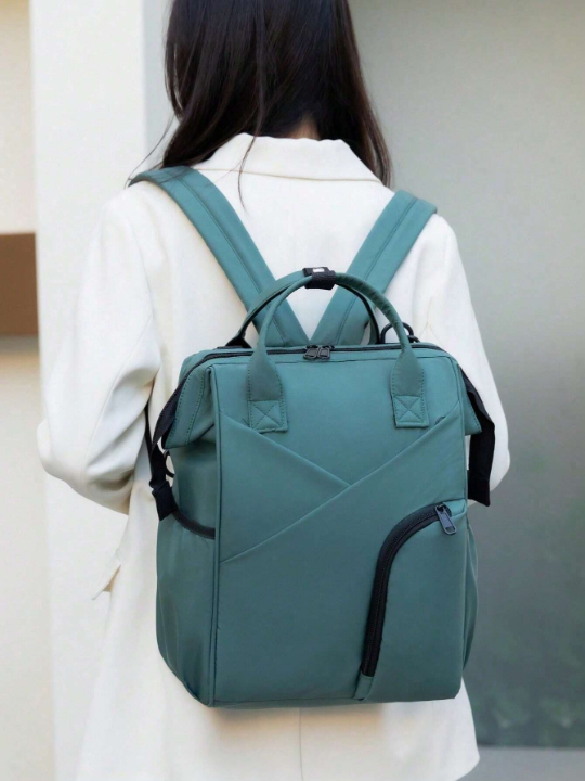 1 Piece Of Autumn And Winter New Solid Color Simple Atmosphere, Large Capacity Waterproof Backpack, Handbag Mommy Bag