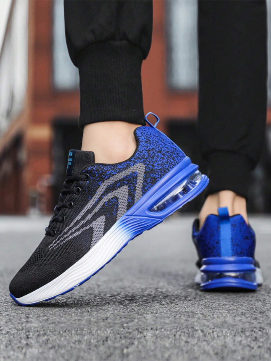 Men's Athletic Shoes, Lace-Up Design, Air Cushion, Thick Sole, Suitable For Outdoor Activities, Such As Fitness, Running And Walking