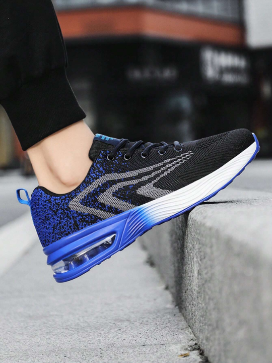 Men's Athletic Shoes, Lace-Up Design, Air Cushion, Thick Sole, Suitable For Outdoor Activities, Such As Fitness, Running And Walking