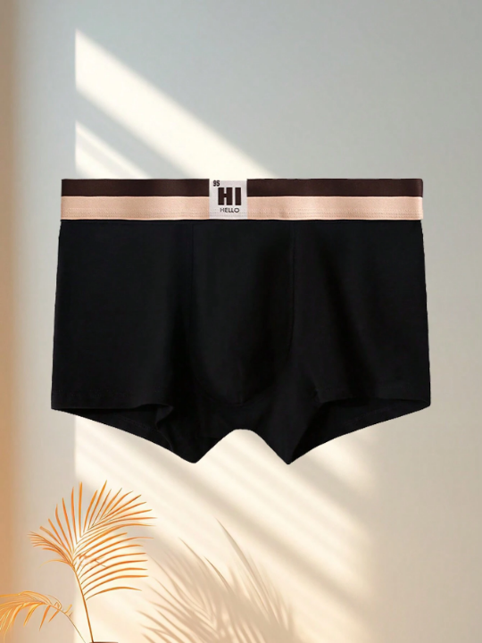 Men's 4pcs Autumn/Winter Breathable Color Block Waistband Boxer Briefs