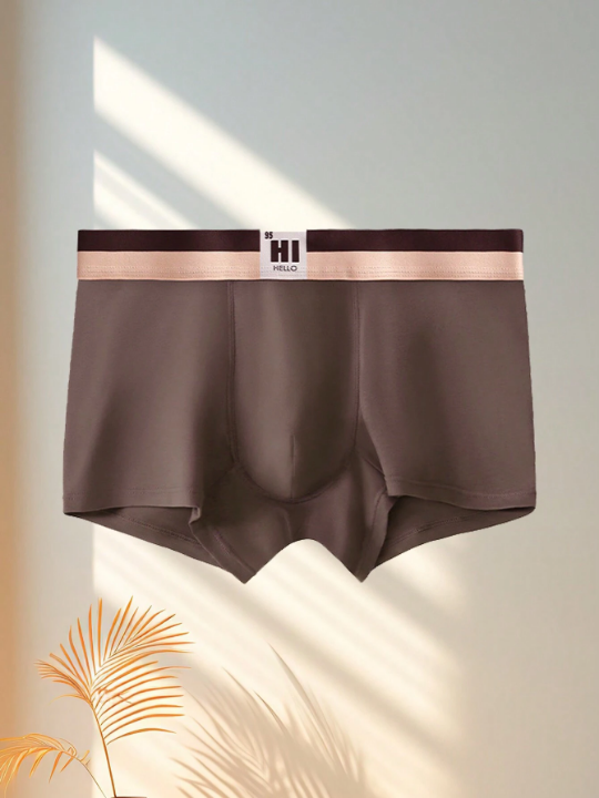 Men's 4pcs Breathable Square Cut Boxer Briefs In Mulberry Shade For Autumn And Winter