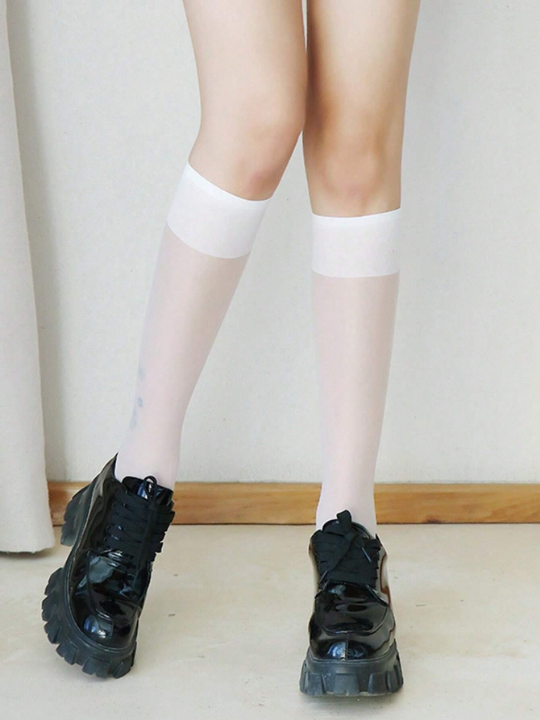 Simple And Versatile Sheer Knee-High Stockings