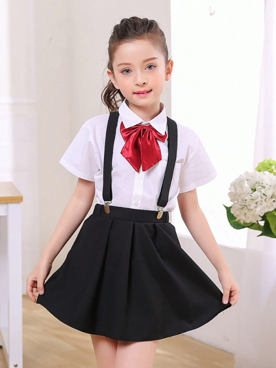 Solid Color Pleated Skirt For Tween Girls