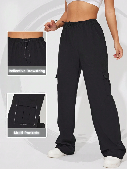 Sport Easify Ladies' Solid Drawstring Waist Workwear Sports Cargo Pants