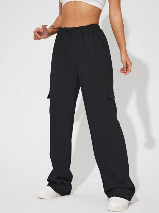 Sport Easify Ladies' Solid Drawstring Waist Workwear Sports Cargo Pants