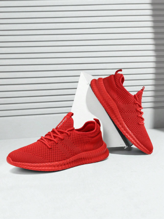 Men's Fashion Casual Shoes Lightweight Running Shoes Comfortable Sports Shoes Breathable Walking Shoes Mesh Workout Sneakers Red