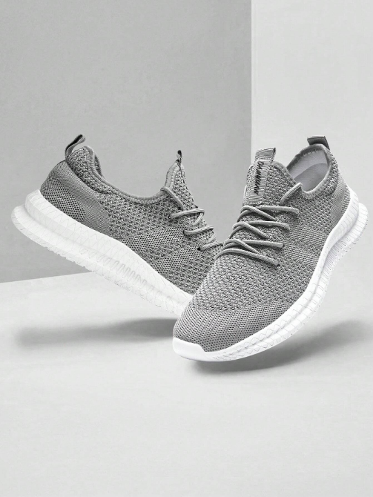 Men's Fashion Casual Shoes Lightweight Running Shoes Comfortable Sports Shoes Breathable Walking Shoes Mesh Workout Sneakers Light Gray