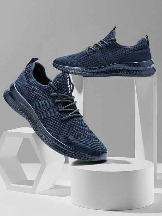 Men's Fashion Casual Shoes Lightweight Running Shoes Comfortable Sports Shoes Breathable Walking Shoes Mesh Workout Sneakers Dark Blue