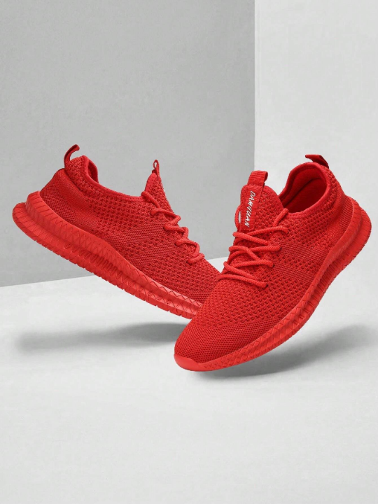 Men's Fashion Casual Shoes Lightweight Running Shoes Comfortable Sports Shoes Breathable Walking Shoes Mesh Workout Sneakers Red