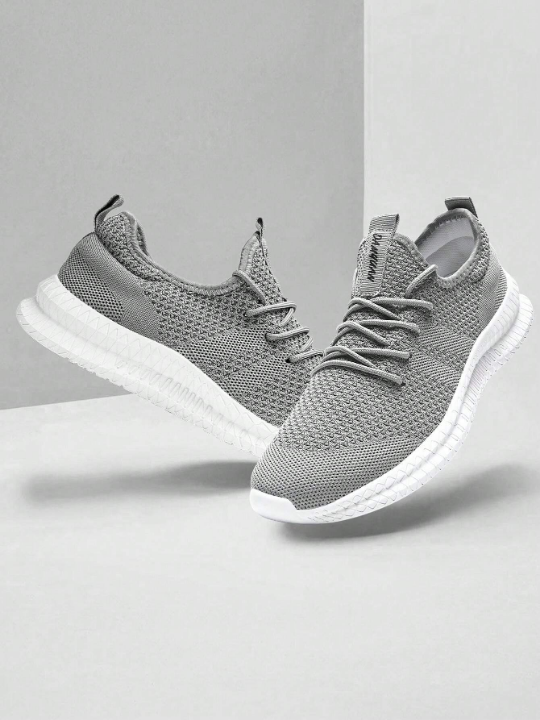 Men's Fashion Casual Shoes Lightweight Running Shoes Comfortable Sports Shoes Breathable Walking Shoes Mesh Workout Sneakers Light Gray