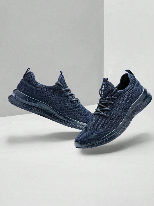 Men's Fashion Casual Shoes Lightweight Running Shoes Comfortable Sports Shoes Breathable Walking Shoes Mesh Workout Sneakers Dark Blue