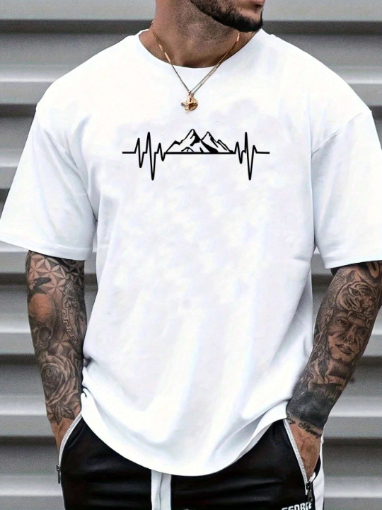Manfinity Homme Men's Mountain Printed Short Sleeve T-Shirt