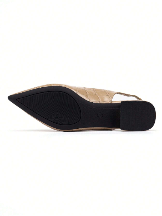 Women's Pointed-Toe Flat Shoes With Open Back, Wide Heel And Chunky Sole