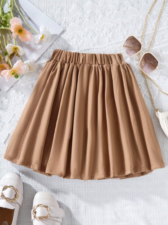 Tween Girls' Solid Color Pleated Skirt