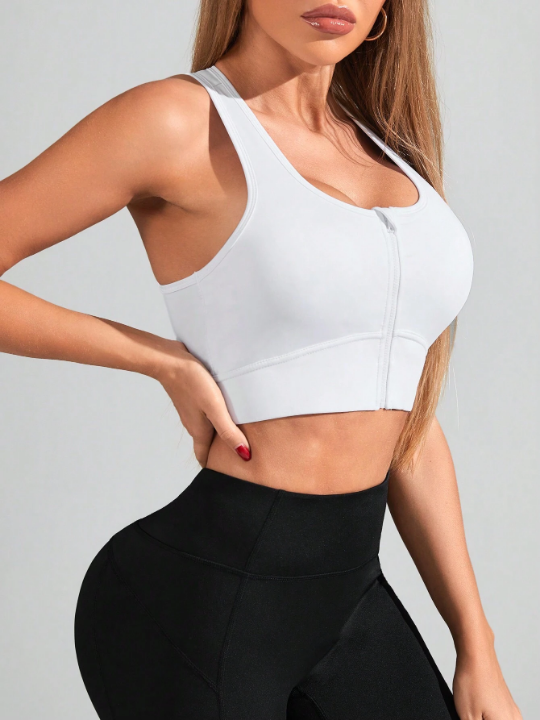 Women's Solid Color Hollow Back Sports Bra