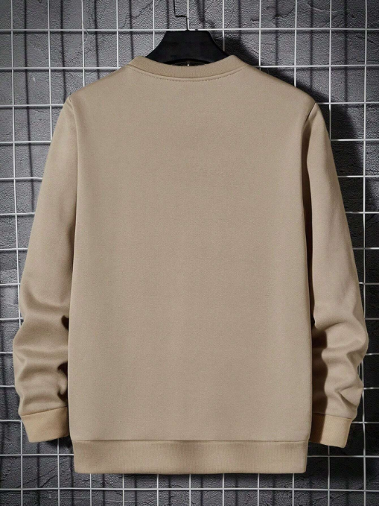 Manfinity Homme Loose Fit Men's Warm Lined Sweatshirt With Letter Print