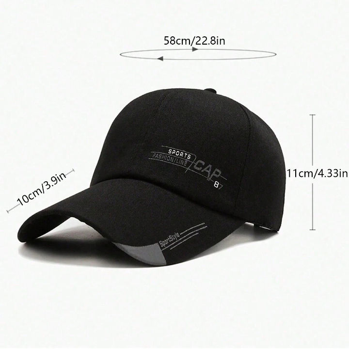 1pc Fashionable Men's Canvas Printed Long Brim Baseball Cap Simple Duckbill Cap For Outdoor Activities, Sun Protection Hat