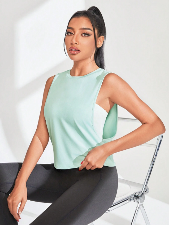 Solid Color Sporty Casual Tank Top