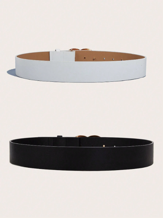 2pcs/Set Basic Brown And Black Belts, Suitable For Daily Commuting