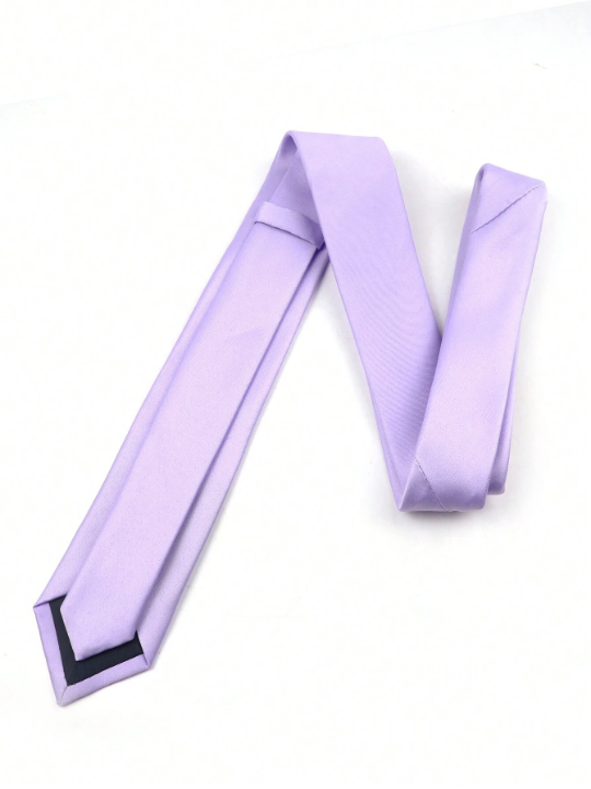 1pc Solid Color Men's Polyester Tie, 6cm Slim And Soft Texture, Suitable For Daily Work, Wedding, Dinner Party