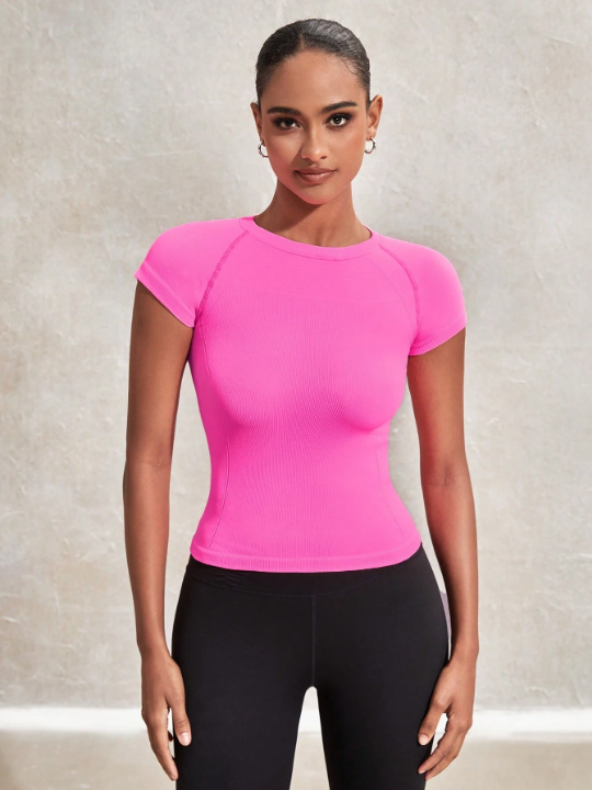 Leisure Yoga Basic Solid Raglan Sleeve Sports Tee