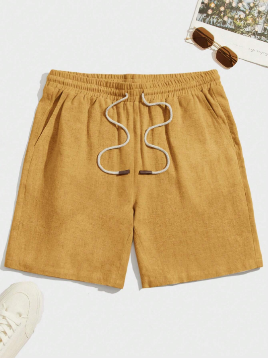 Manfinity Homme Men's Solid Color Drawstring Waist Woven Shorts