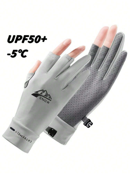 1pair Unisex Summer Uv Protection Cooling Outdoor Sports Fishing Touchscreen Gloves For Driving, Riding, Breathable