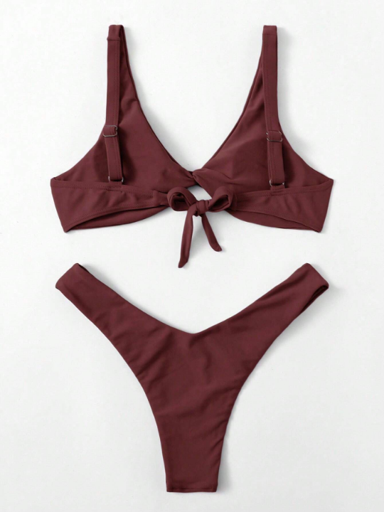 Swim Vcay Solid Color Two-Piece Swimsuit Set