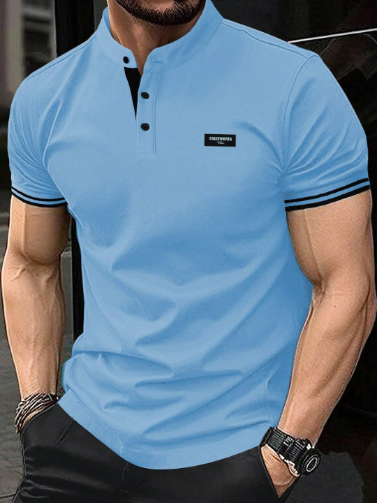 Manfinity Homme Men's Casual Blue Polo Shirt