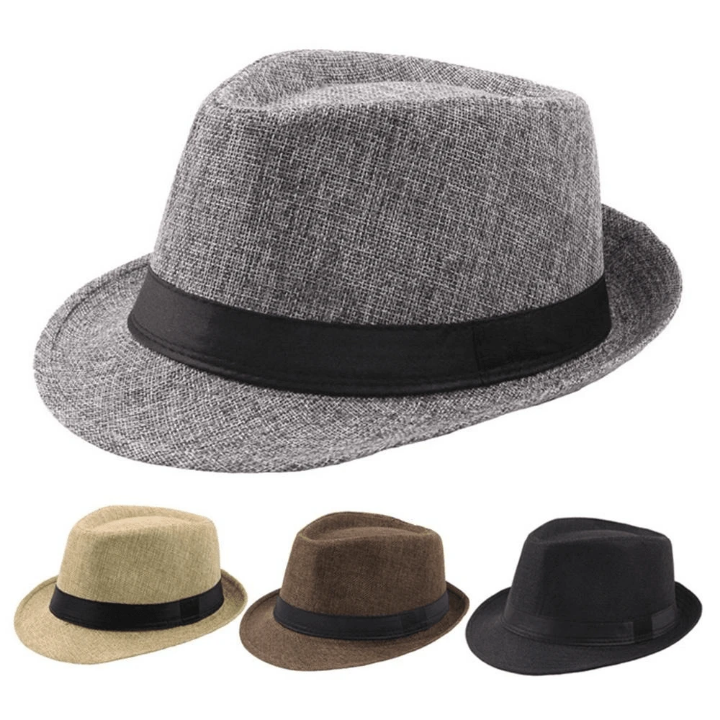 Fedora Hat Teardrop Trilby Cap Short Brim For Men Linen Fashion
