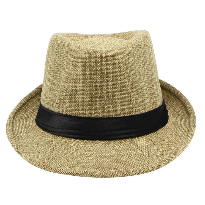 Fedora Hat Teardrop Trilby Cap Short Brim For Men Linen Fashion