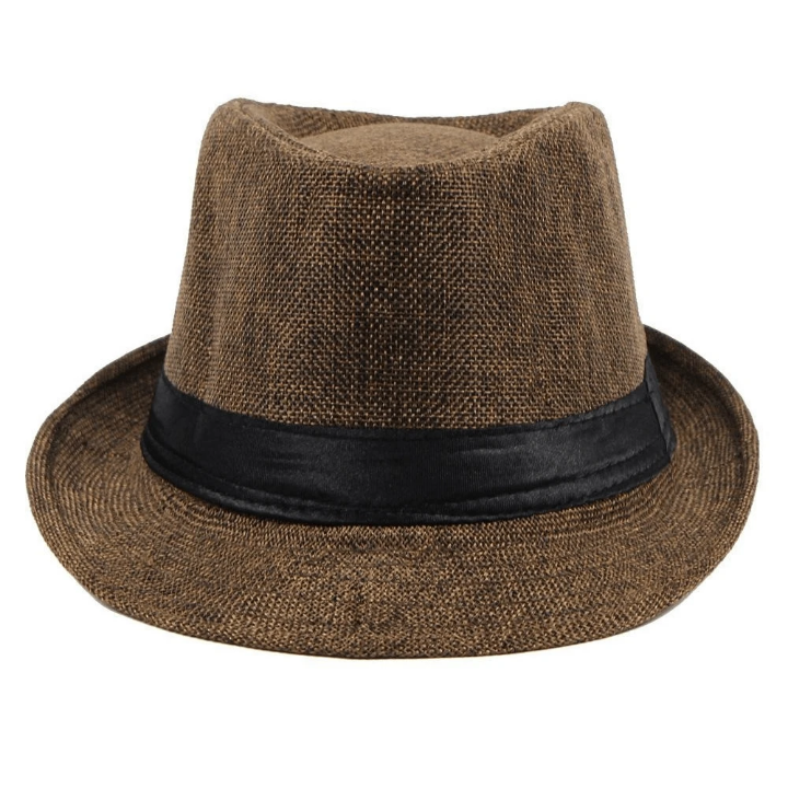 Fedora Hat Teardrop Trilby Cap Short Brim For Men Linen Fashion