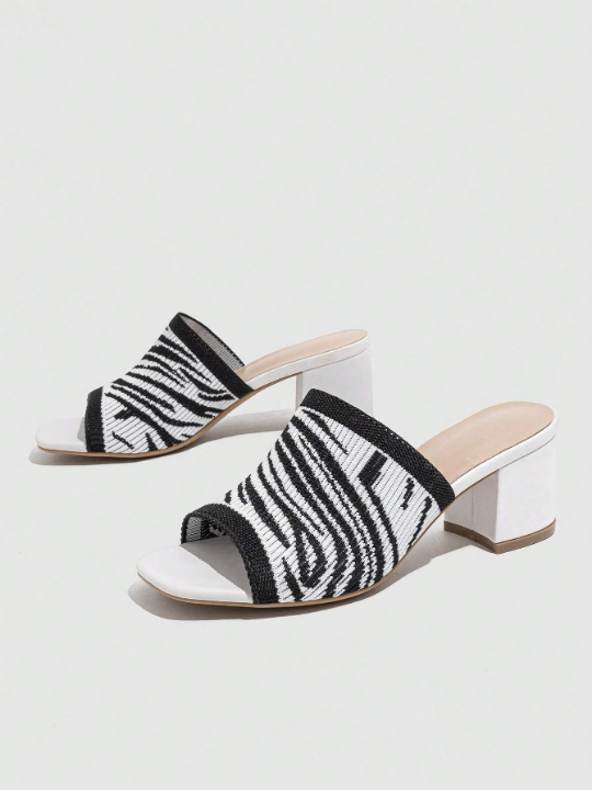 2024 Summer New Arrival Women's Zebra Pattern One Band High Heel Sandals