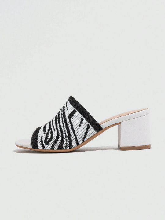 2024 Summer New Arrival Women's Zebra Pattern One Band High Heel Sandals