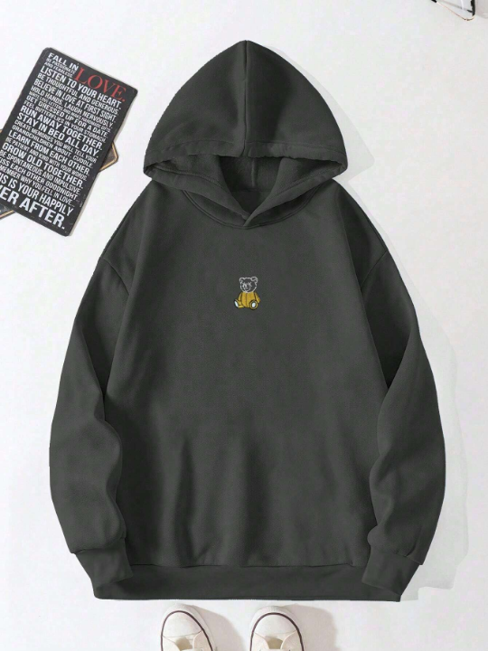 Manfinity Hypemode Men's Hooded Sweatshirt With Bear Embroidery And Fleece Lining