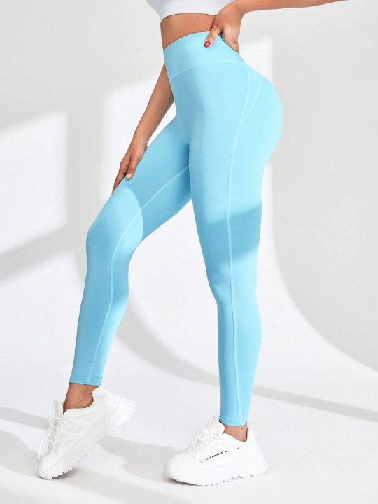 Yoga Basic Women's Y-Shaped Hip & Waist Pocket Sport Leggings