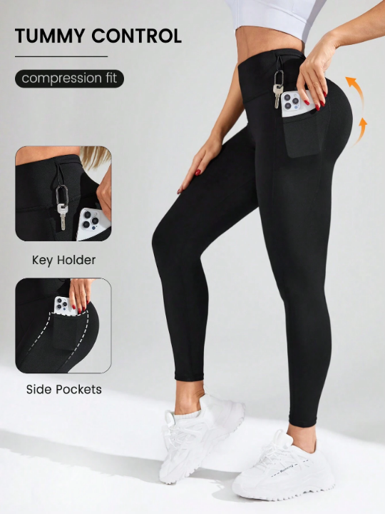 Yoga Basic Women's 9/10 Length Sport Leggings With Side Pocket For Phone