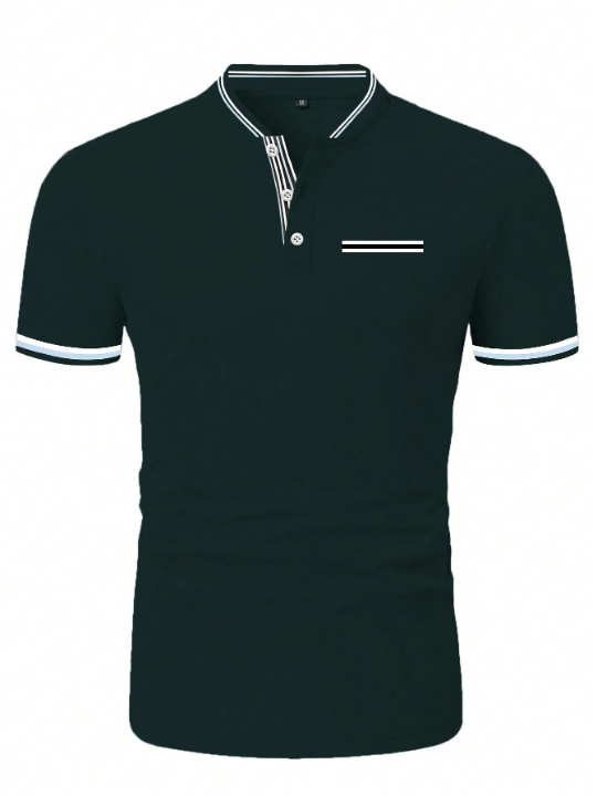 Manfinity Homme Men Striped Trim Polo Shirt