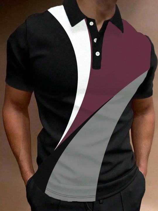 Manfinity Homme Men's Color-Block Polo Shirt