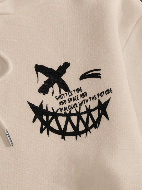 Manfinity EMRG Men's Long Sleeve Knitted Hoodie With Slogan & Printed