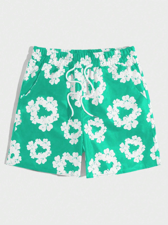 ROMWE Street Life Men's Clover Print Pocket Shorts