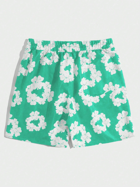 ROMWE Street Life Men's Clover Print Pocket Shorts