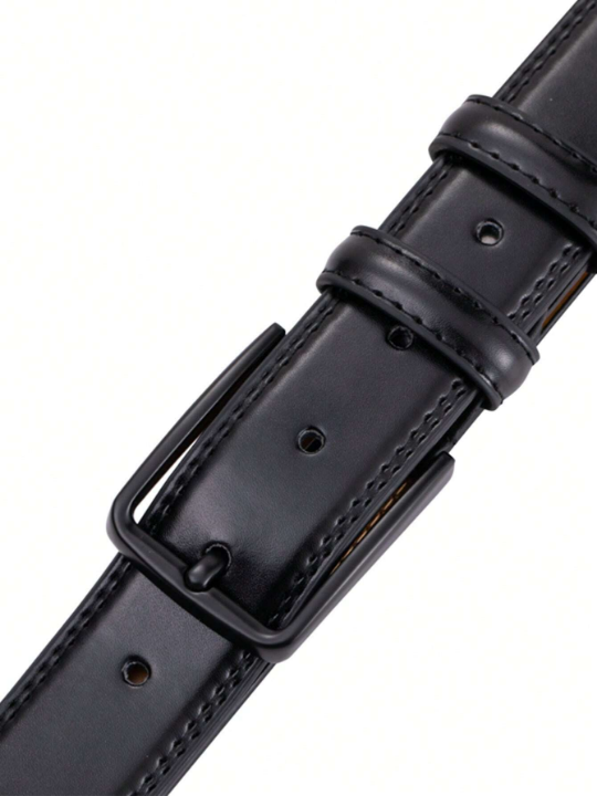1pc 3.3cm Width Western Style Men's Leather Belt With Buckle. Suitable For Casual Wear & Gift For Male Friends