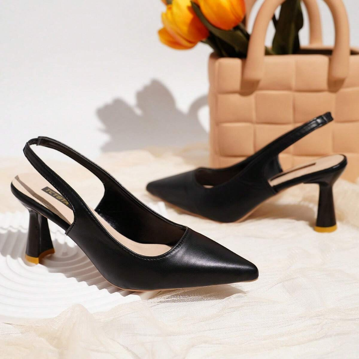 2024 Spring New Arrival, Women's Sexy Pointed Toe High Heels With Thin Heels Made Of Soft Leather, Matched With Evening Gown, French Style Strapped Peep Toe Sandals, Elegant And Gentle For Spring/Summer