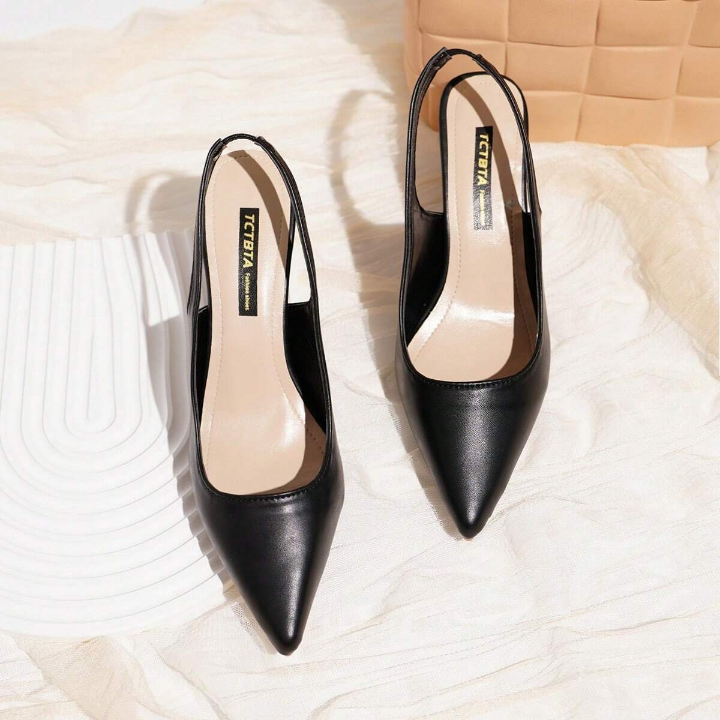 2024 Spring New Arrival, Women's Sexy Pointed Toe High Heels With Thin Heels Made Of Soft Leather, Matched With Evening Gown, French Style Strapped Peep Toe Sandals, Elegant And Gentle For Spring/Summer