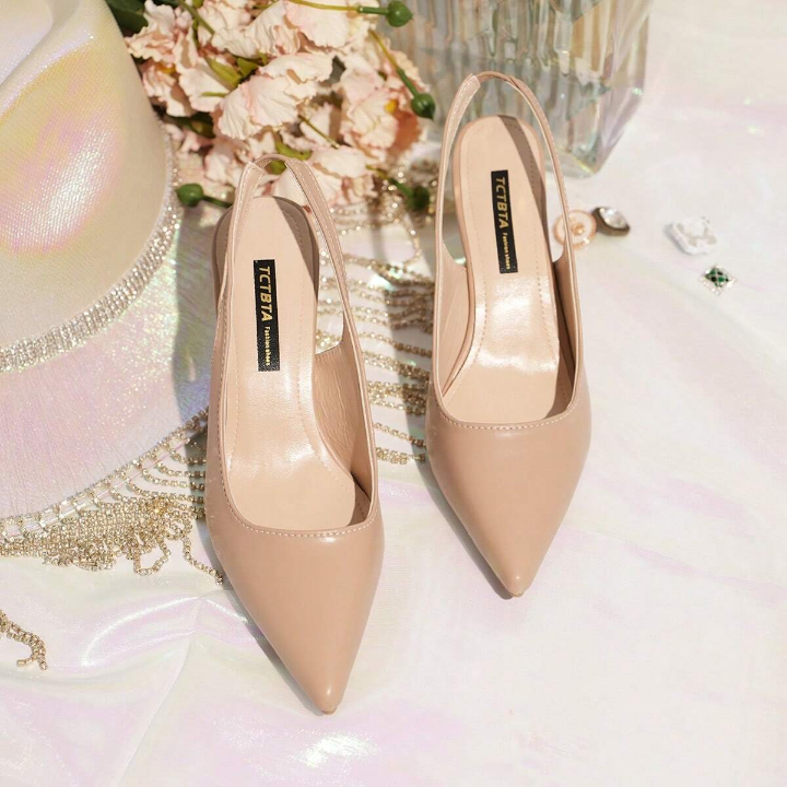 2024 Spring New Soft Leather High Heel Shoes For Women, Stiletto Heels, French Style Ankle Strap Sandals For Summer, Suitable For Formal Occasions, Elegant And Charming