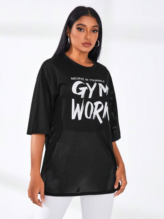 Daily&Casual Women's Slogan Printed Round Neck Sports T-Shirt